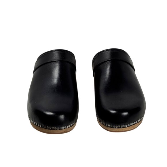 Isabel Marant Thalie Leather Clogs SZ 38 Black Wood Soles Studs Dutch Swedish - Picture 5 of 16